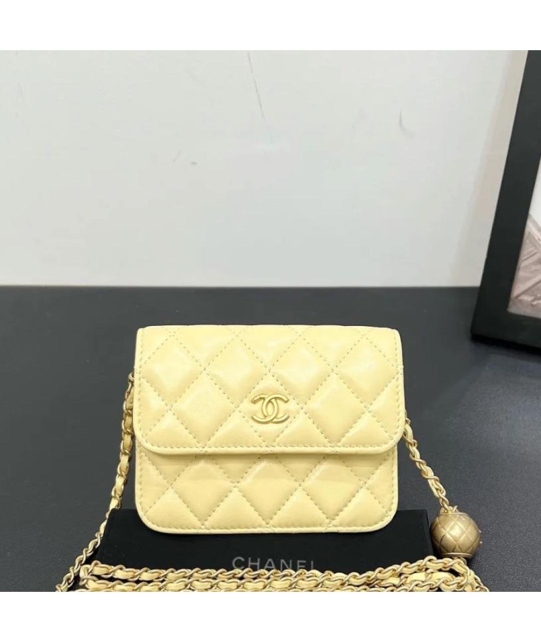 CHANEL Желтая кожаная сумка через плечо, фото 2