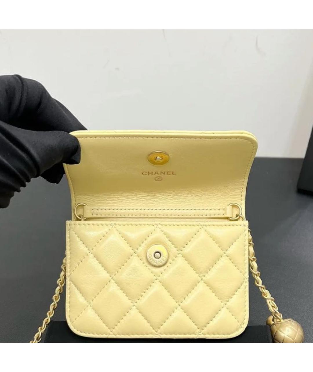 CHANEL Желтая кожаная сумка через плечо, фото 8