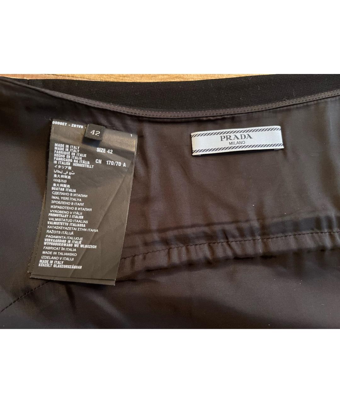 PRADA Черная шерстяная юбка миди, фото 4