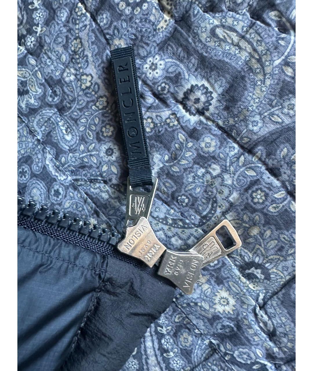 MONCLER Темно-синий полиамидовый пуховик, фото 7