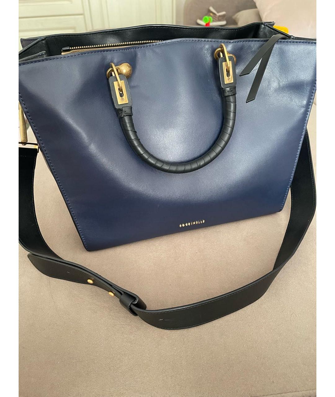 COCCINELLE Темно-синяя кожаная сумка тоут, фото 4