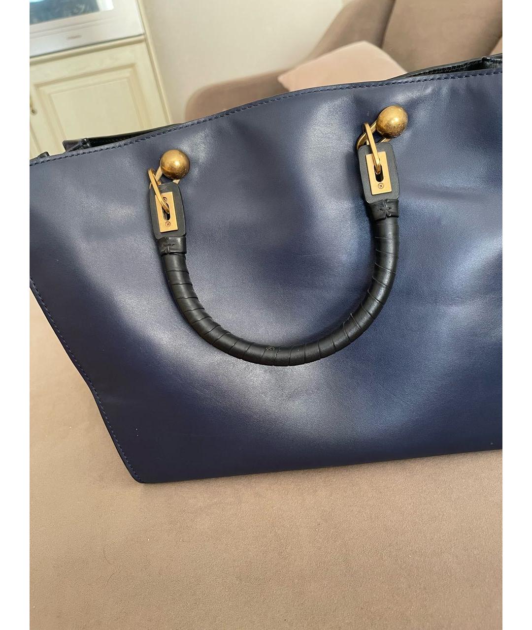 COCCINELLE Темно-синяя кожаная сумка тоут, фото 2