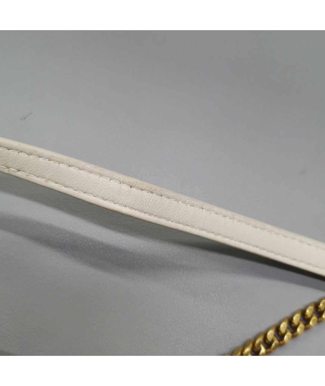 SAINT LAURENT Белая кожаная сумка через плечо, фото 6