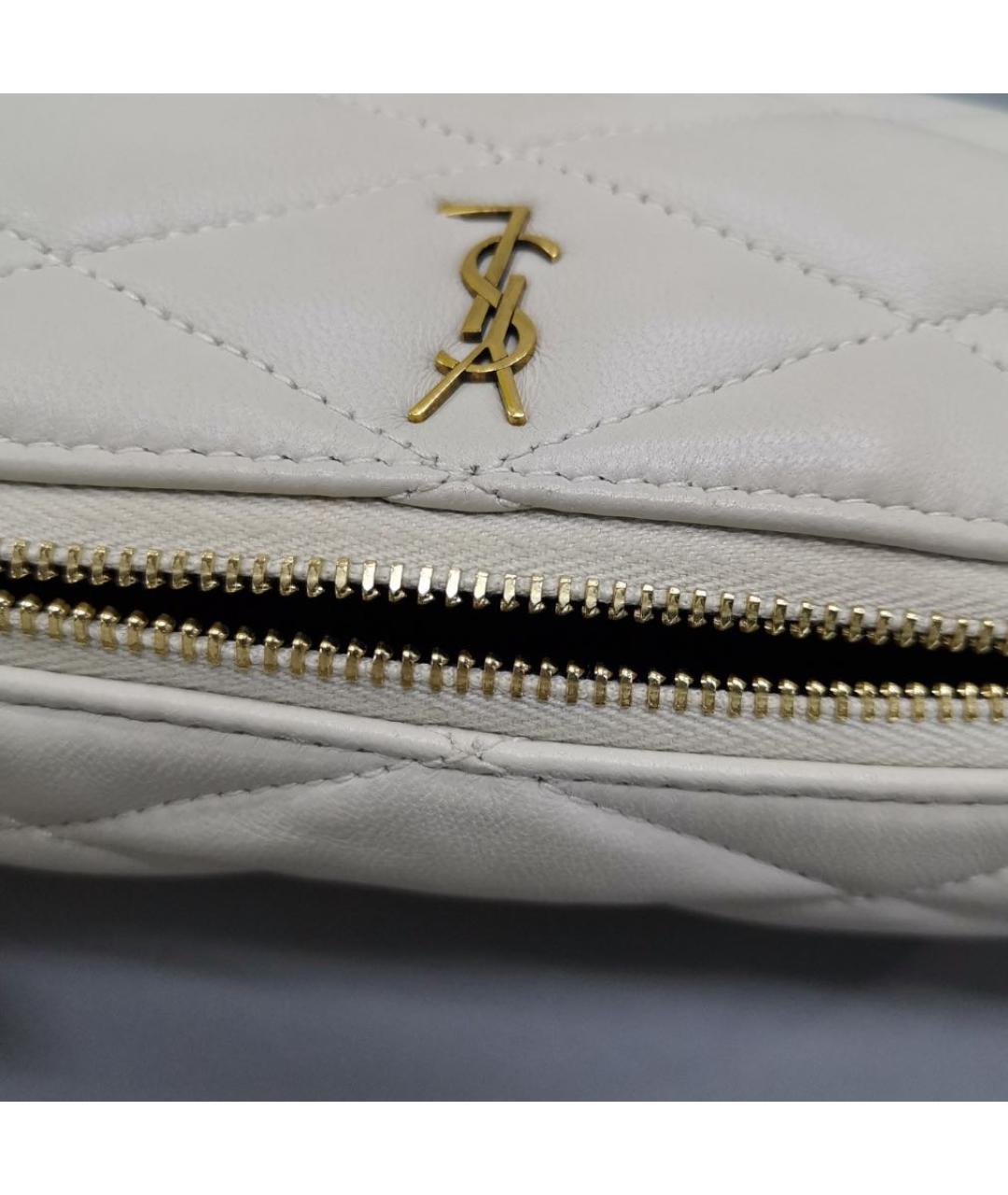 SAINT LAURENT Белая кожаная сумка через плечо, фото 5