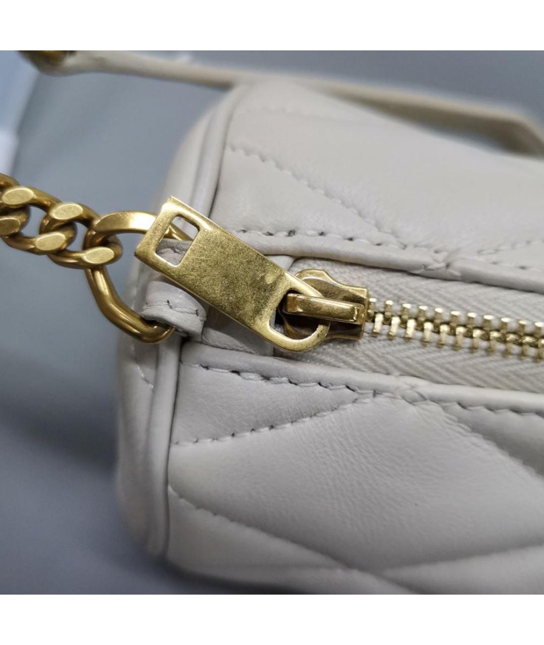 SAINT LAURENT Белая кожаная сумка через плечо, фото 4