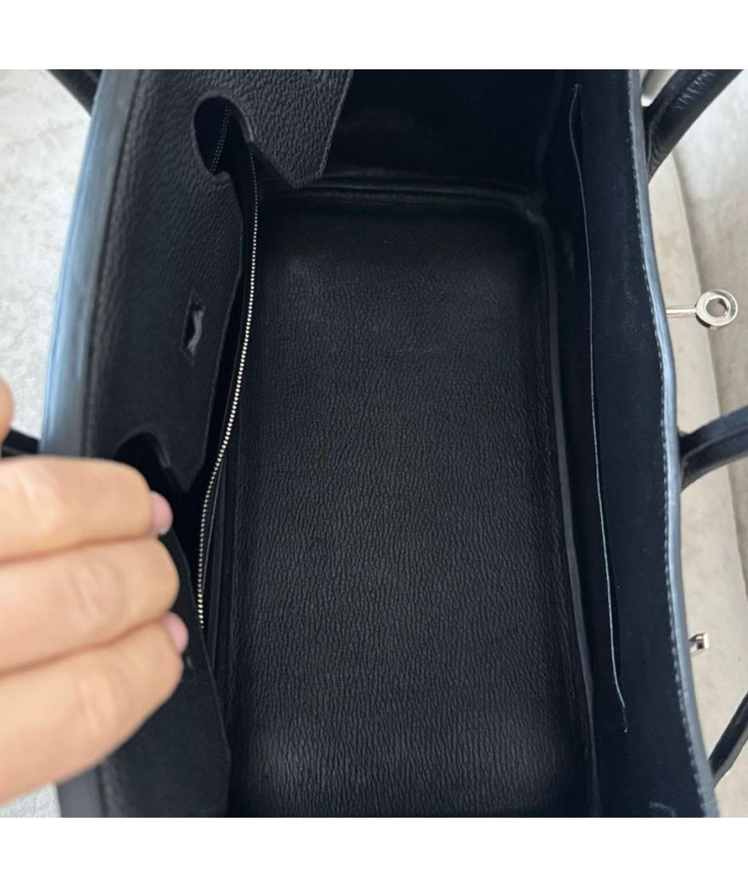 HERMES Черная кожаная сумка с короткими ручками, фото 4