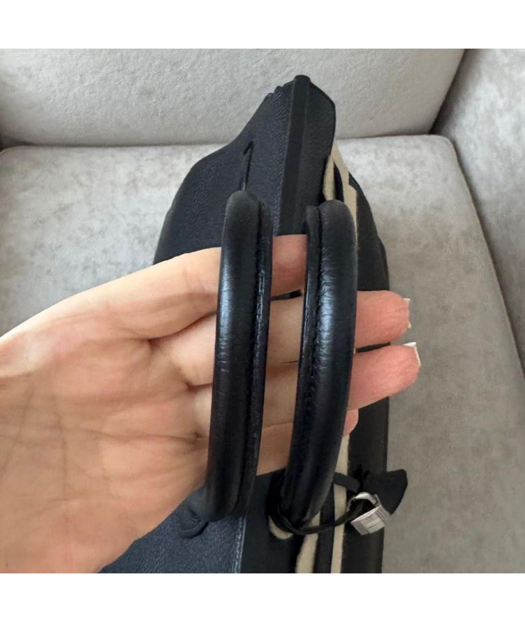 HERMES Черная кожаная сумка с короткими ручками, фото 6