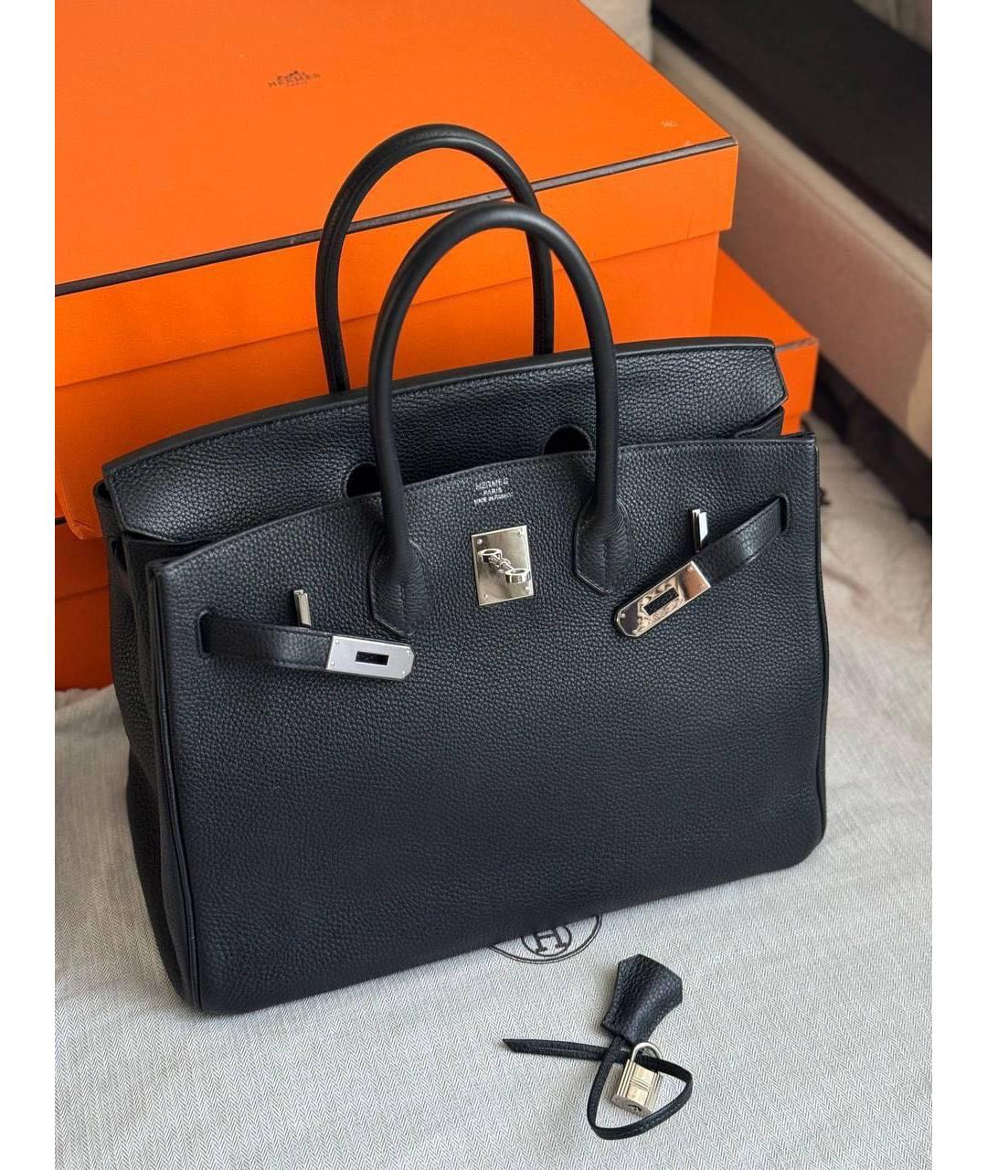 HERMES Черная кожаная сумка с короткими ручками, фото 9