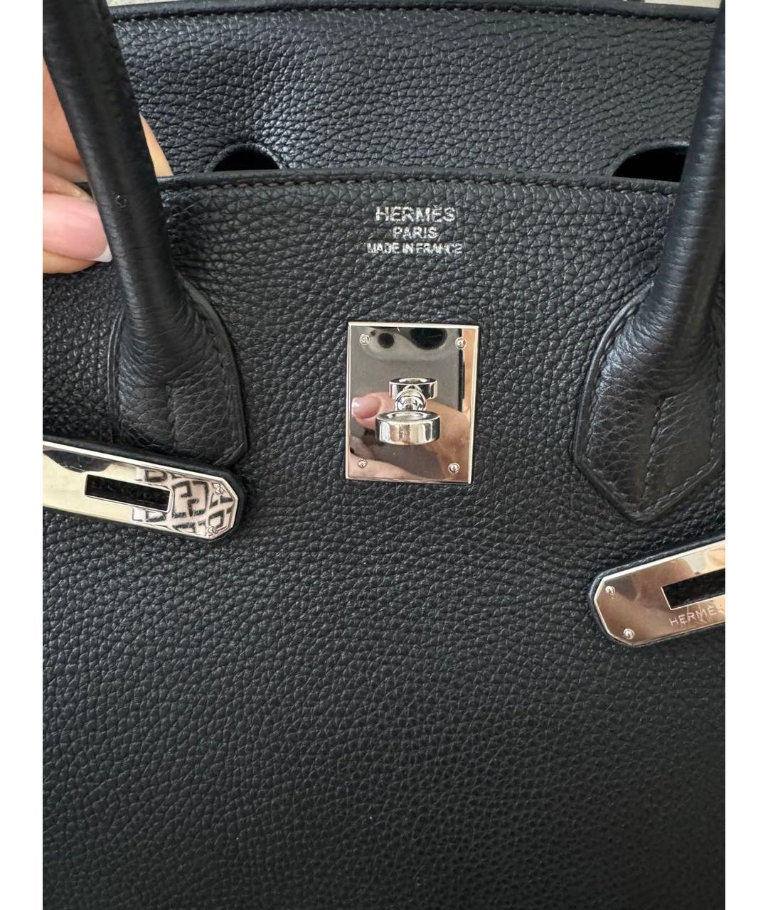 HERMES Черная кожаная сумка с короткими ручками, фото 5