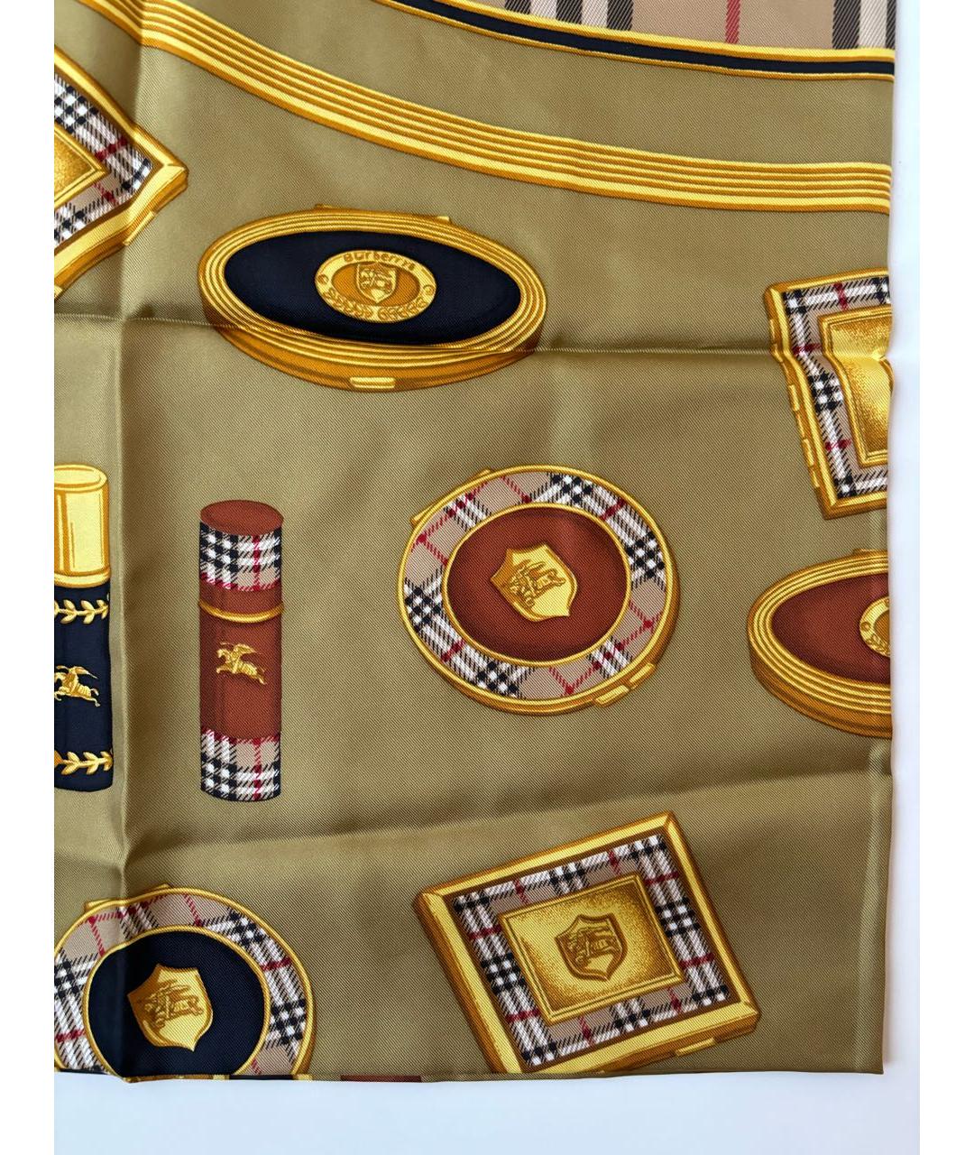 BURBERRY Хаки шелковый платок, фото 7