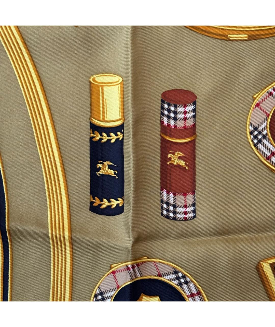 BURBERRY Хаки шелковый платок, фото 3