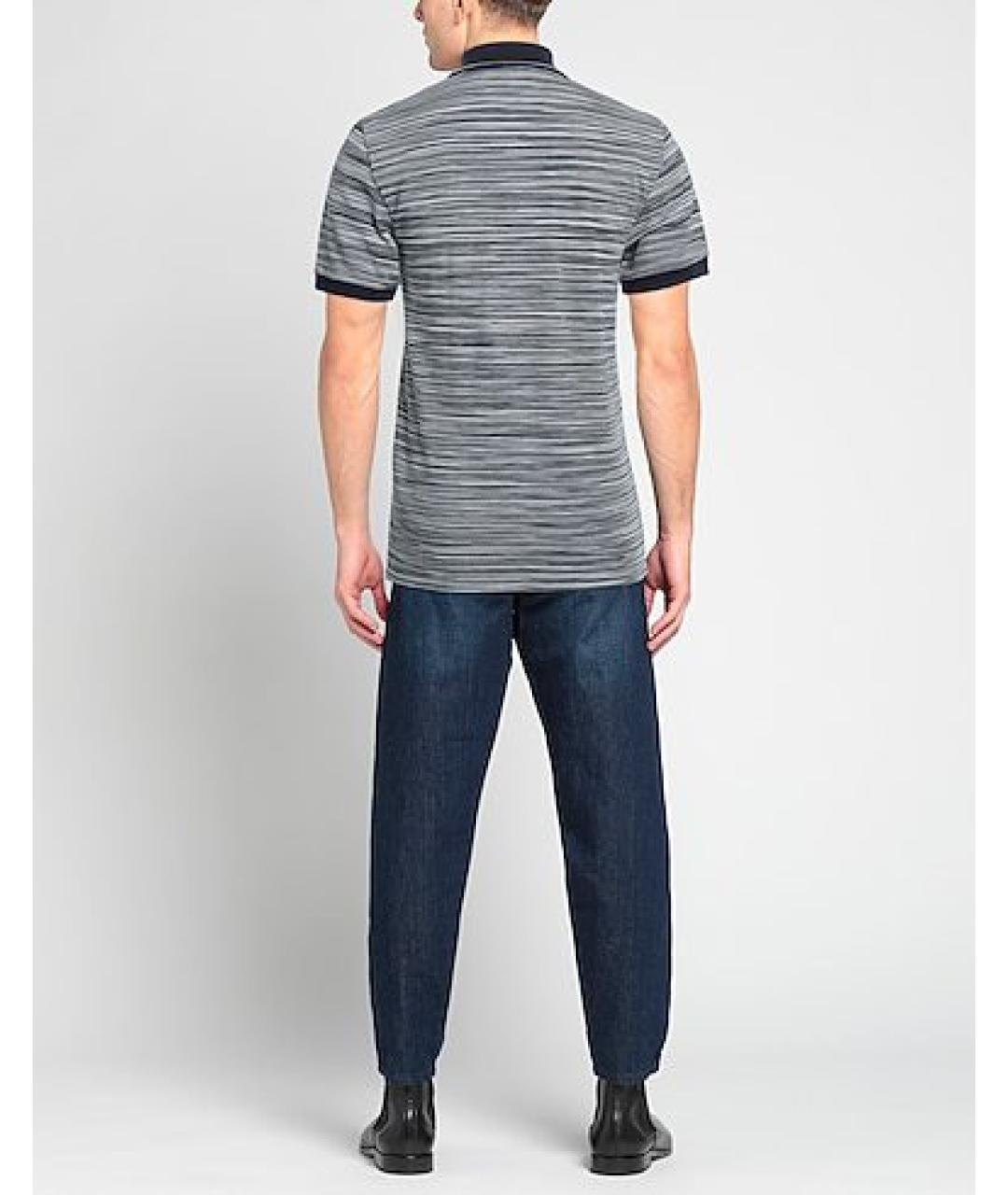 MISSONI Темно-синее хлопковое поло с коротким рукавом, фото 8