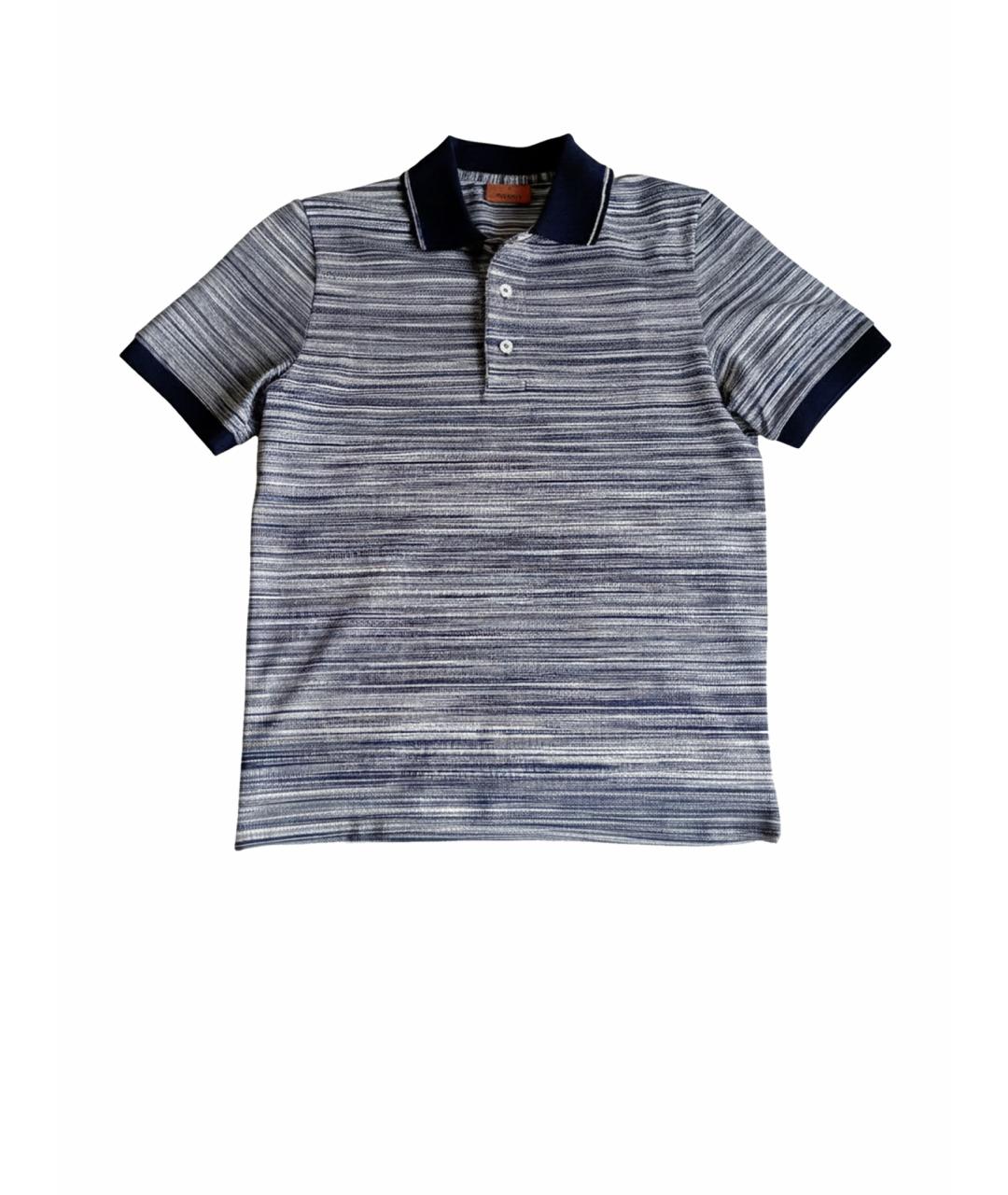 MISSONI Темно-синее хлопковое поло с коротким рукавом, фото 1