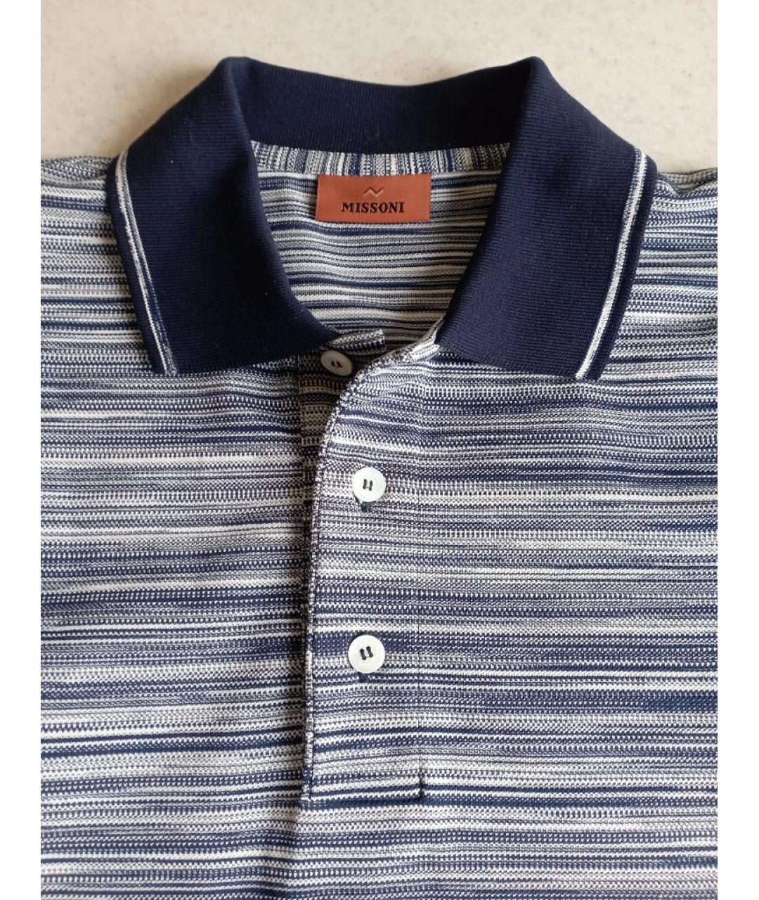 MISSONI Темно-синее хлопковое поло с коротким рукавом, фото 4
