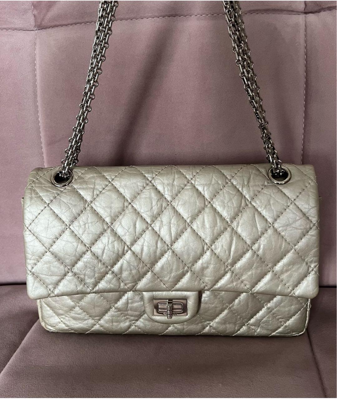 CHANEL Серебряная кожаная сумка через плечо, фото 3