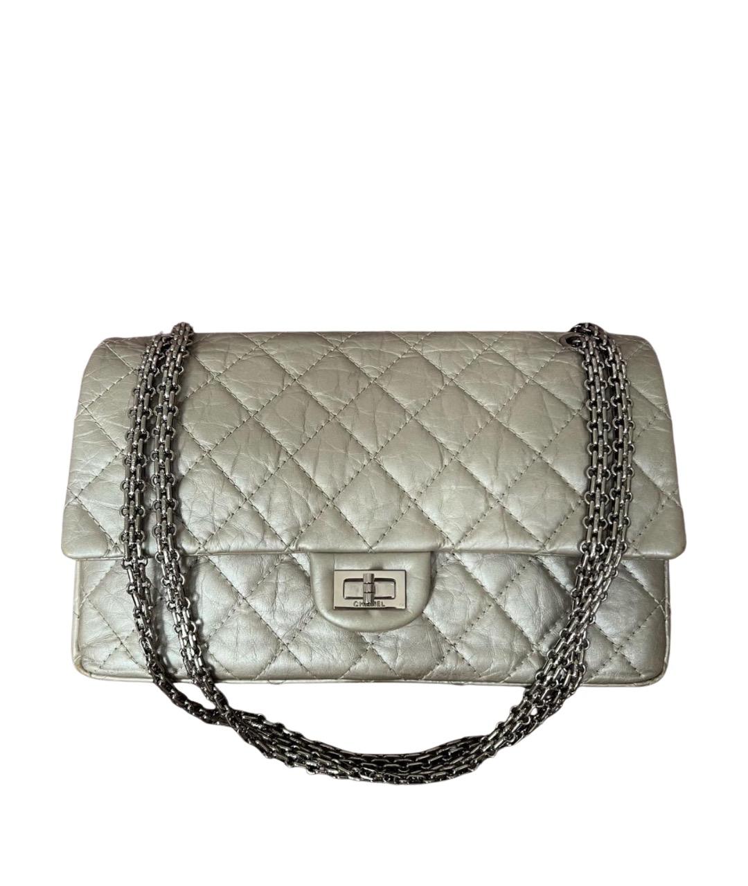 CHANEL Серебряная кожаная сумка через плечо, фото 1