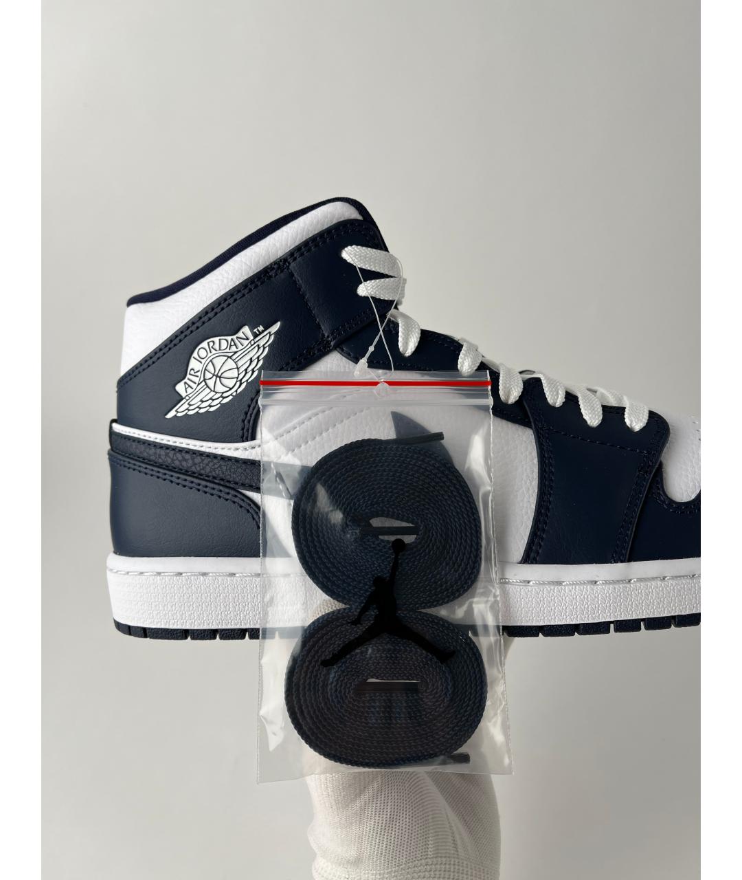 JORDAN Темно-синие кожаные высокие кроссовки / кеды, фото 6