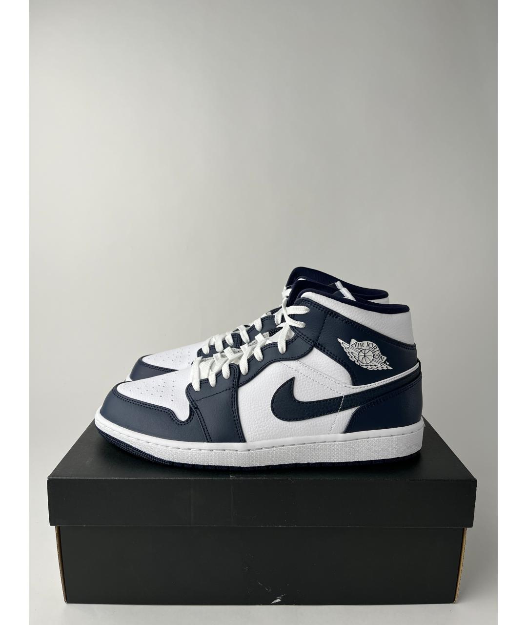 JORDAN Темно-синие кожаные высокие кроссовки / кеды, фото 3