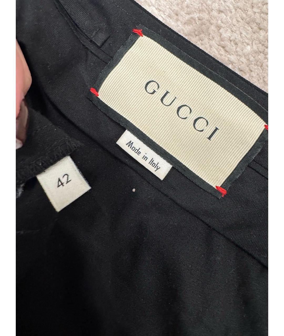 GUCCI Черные хлопковые брюки широкие, фото 4