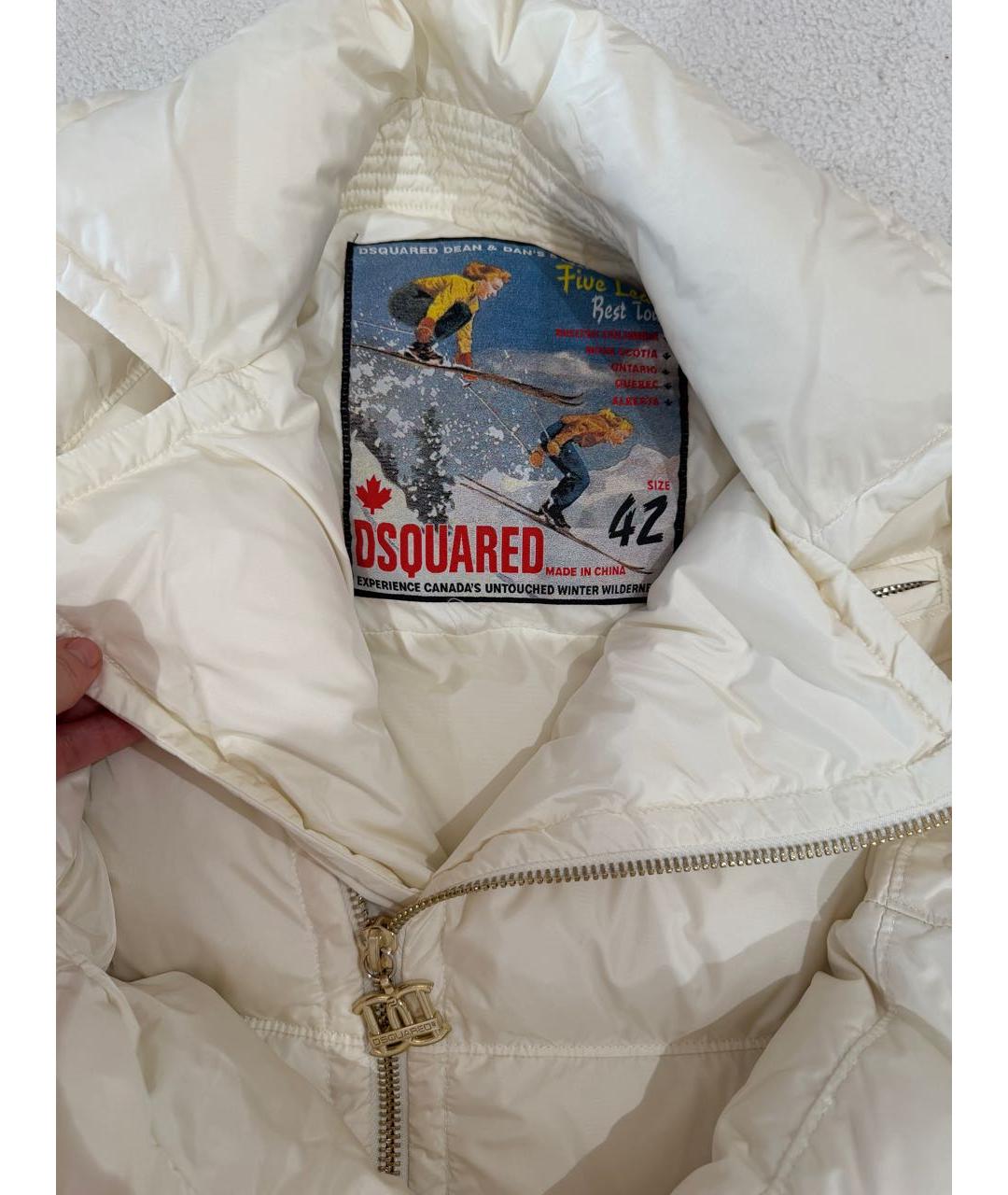 DSQUARED2 Белый полиэстеровый пуховик, фото 3