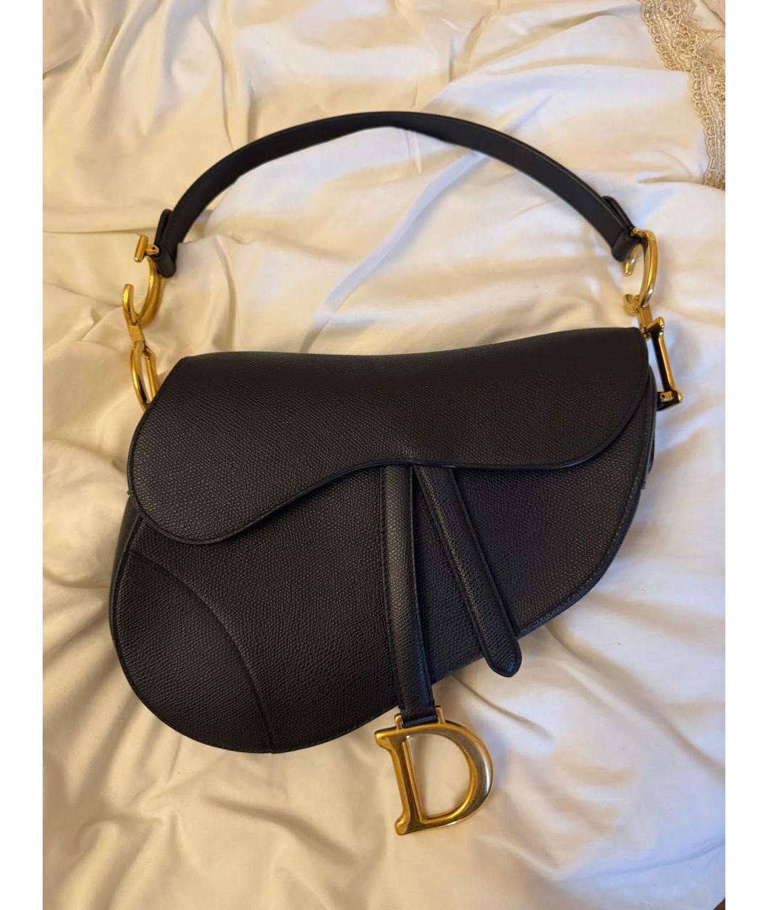 CHRISTIAN DIOR Черная кожаная сумка с короткими ручками, фото 5