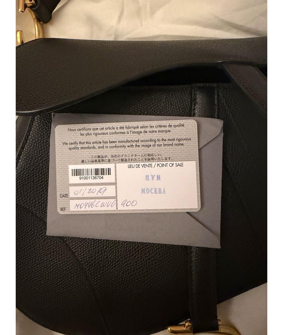 CHRISTIAN DIOR Черная кожаная сумка с короткими ручками, фото 4