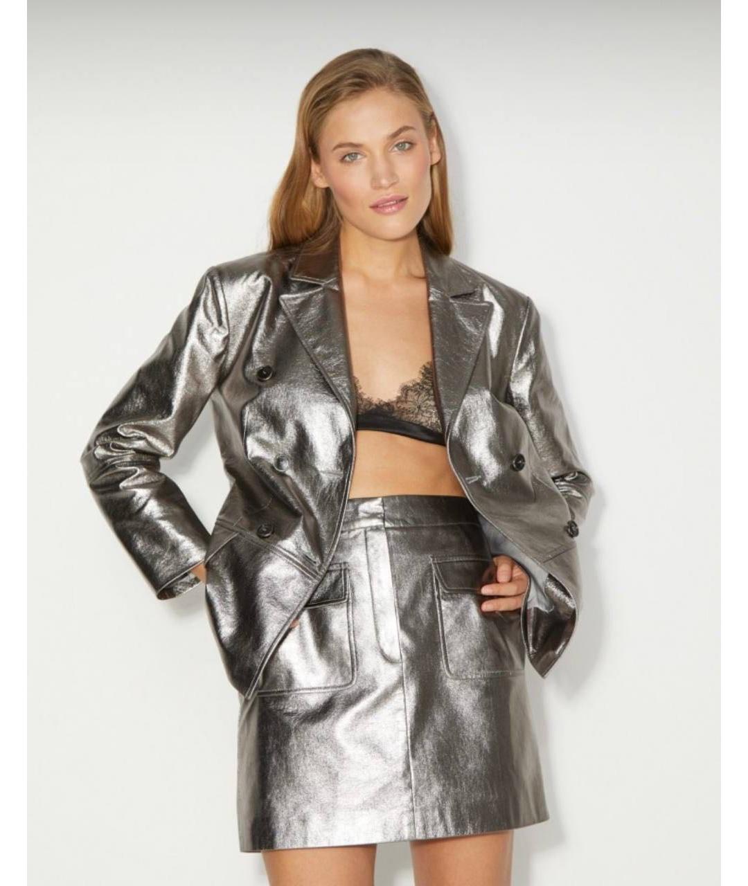 12 STOREEZ Серебряная полиэстеровая юбка мини, фото 6