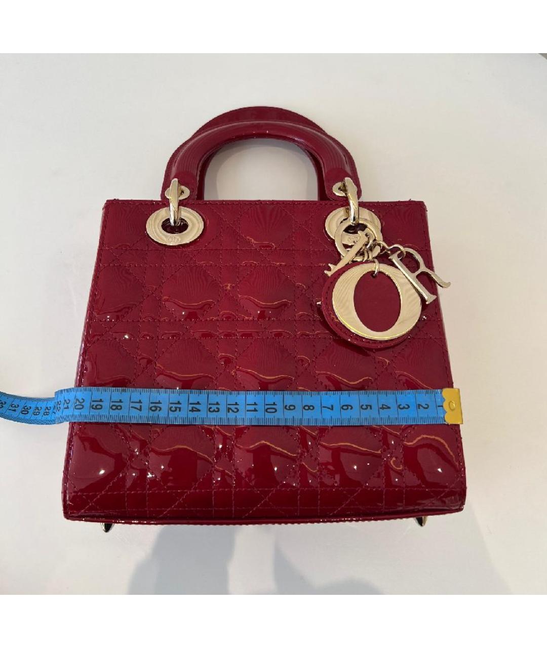 CHRISTIAN DIOR Красная сумка через плечо из лакированной кожи, фото 7