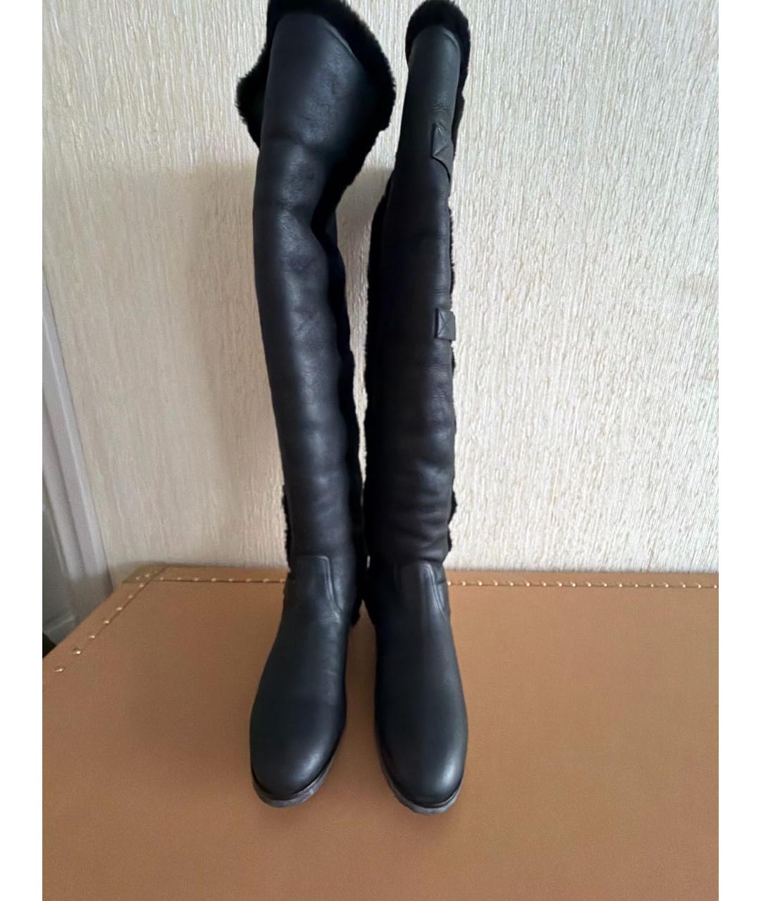 GIANVITO ROSSI Черные кожаные ботфорты, фото 2