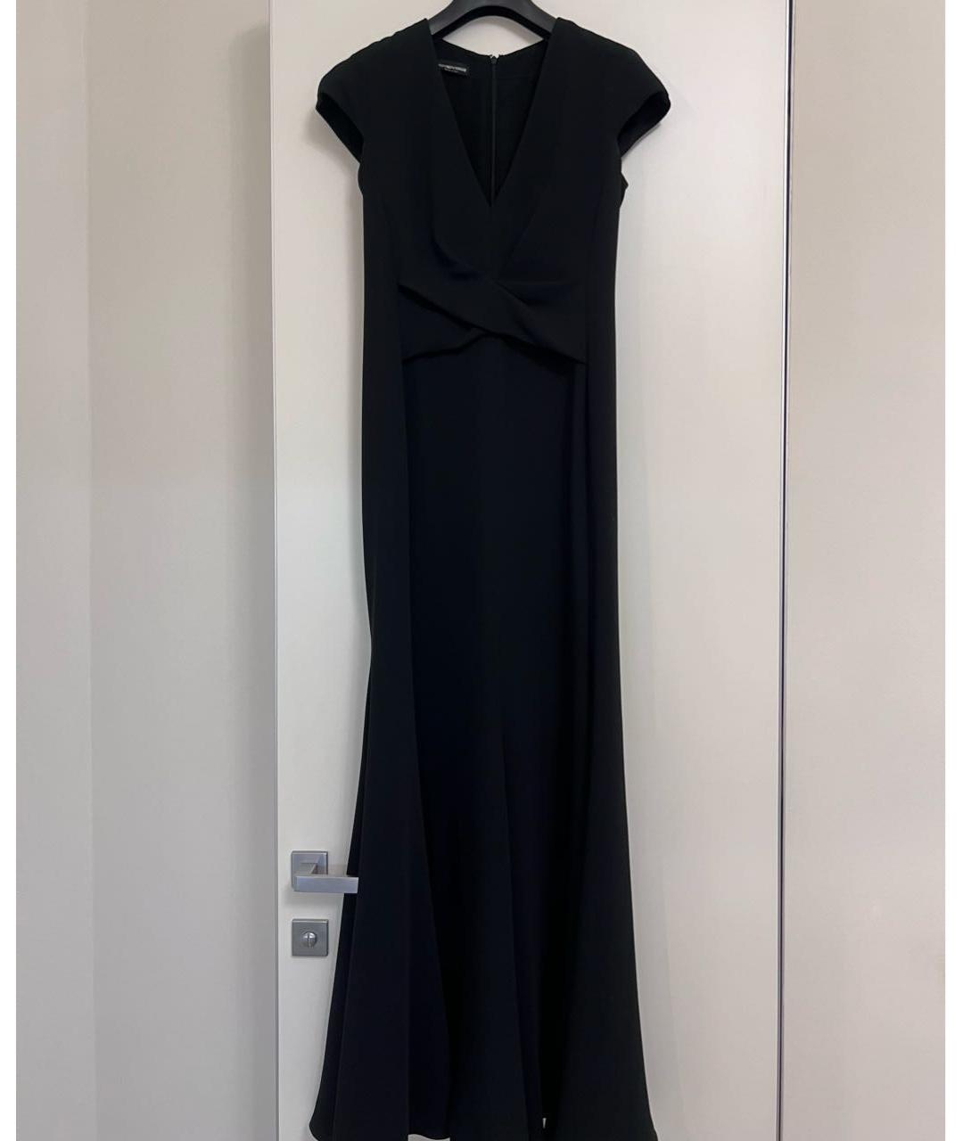 EMPORIO ARMANI Черное полиэстеровое вечернее платье, фото 7