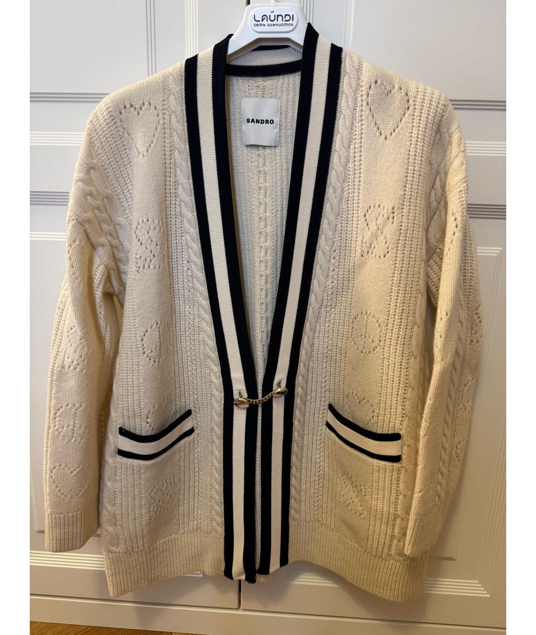 SANDRO Бежевый шерстяной кардиган, фото 9