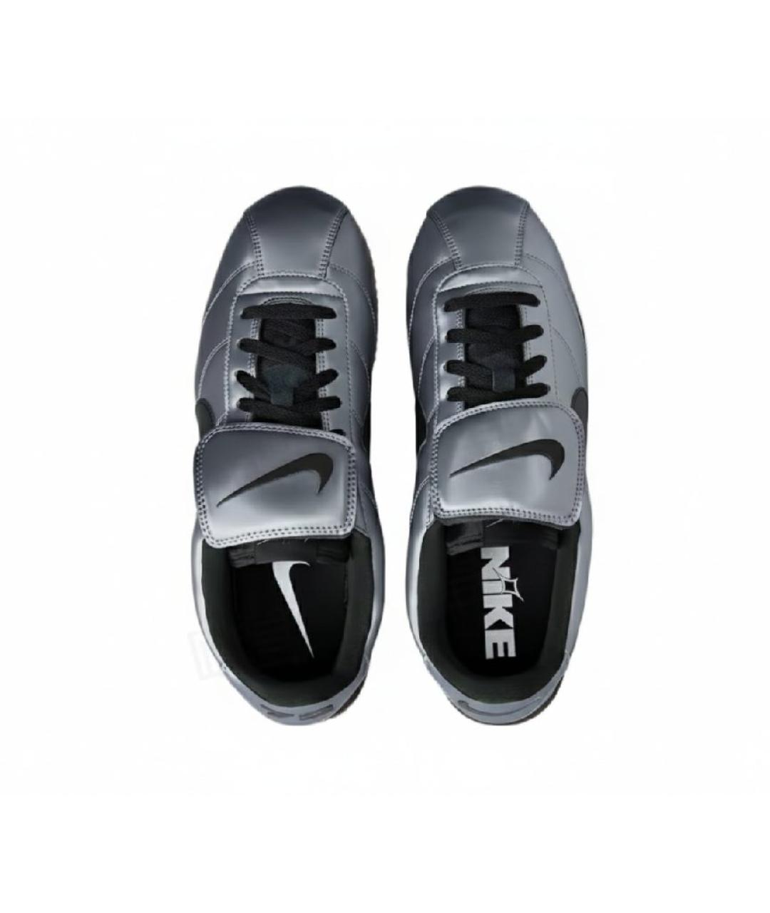 NIKE Серебряные низкие кроссовки / кеды из искусственной кожи, фото 3