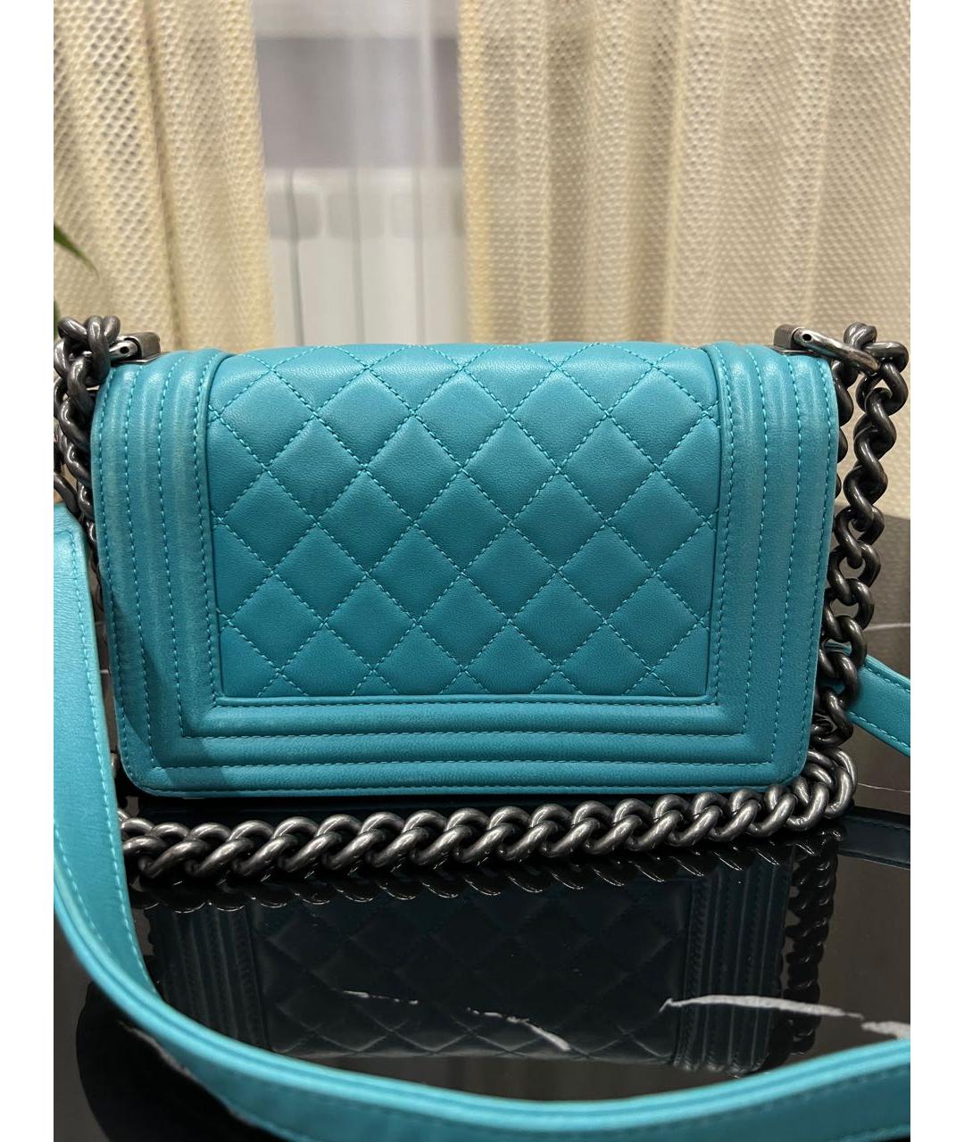 CHANEL Голубая кожаная сумка через плечо, фото 3