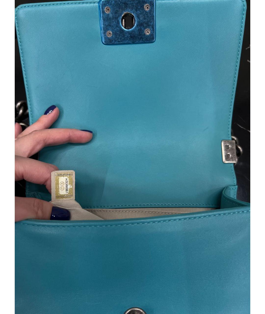 CHANEL Голубая кожаная сумка через плечо, фото 7