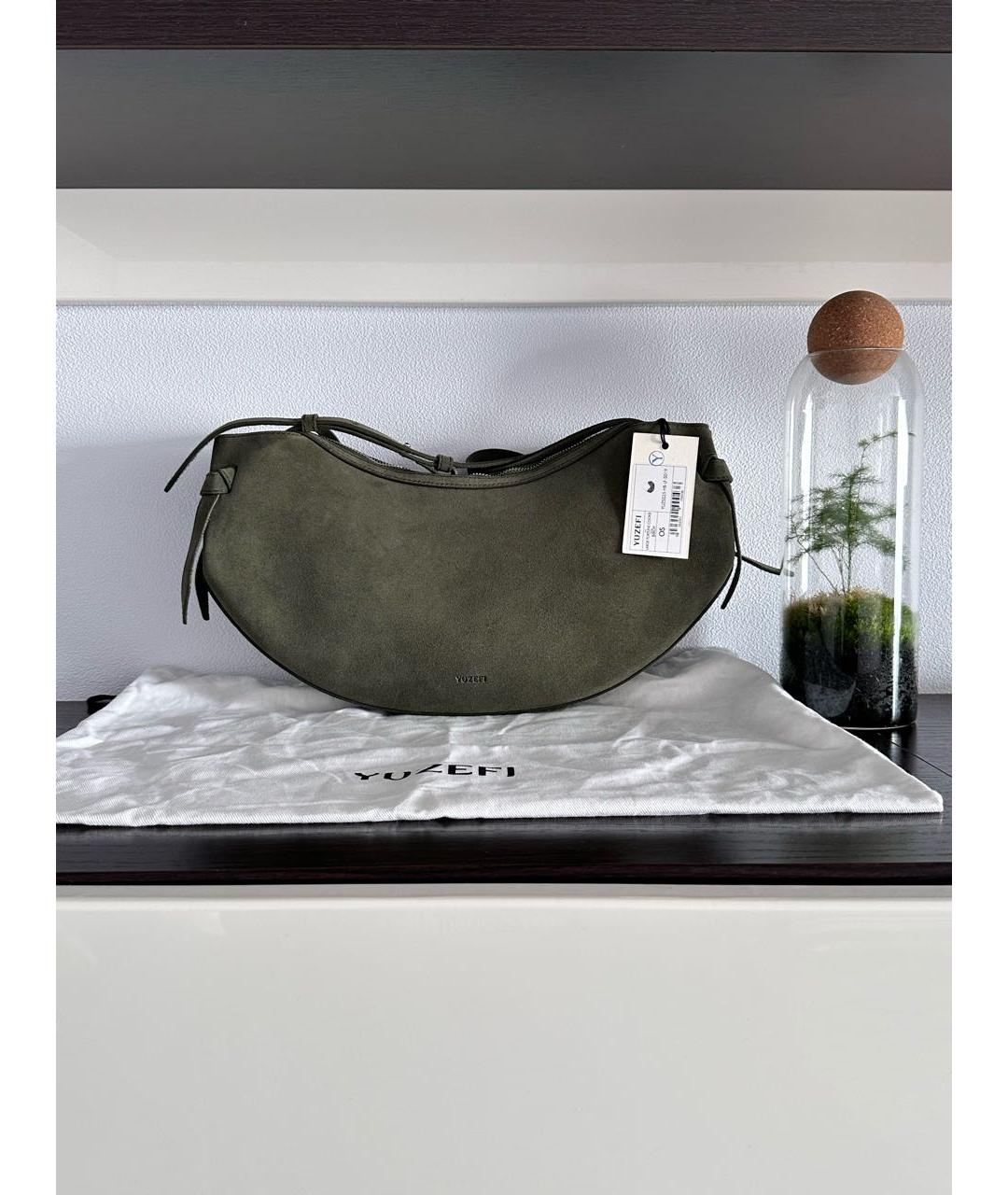 YUZEFI Зеленая замшевая сумка через плечо, фото 3