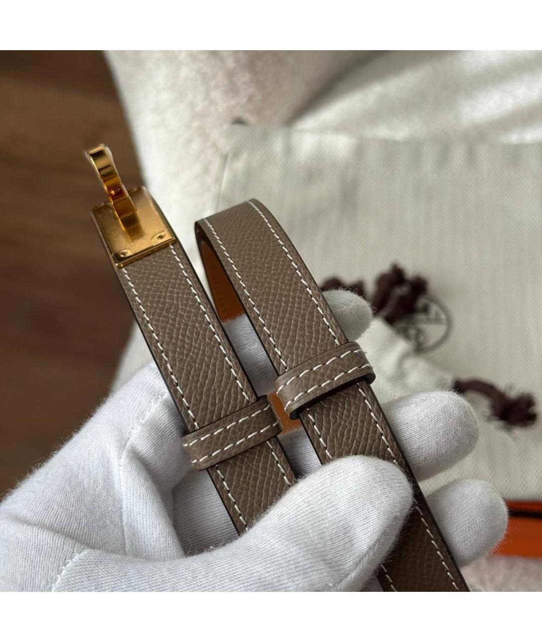 HERMES Серый кожаный ремень, фото 3