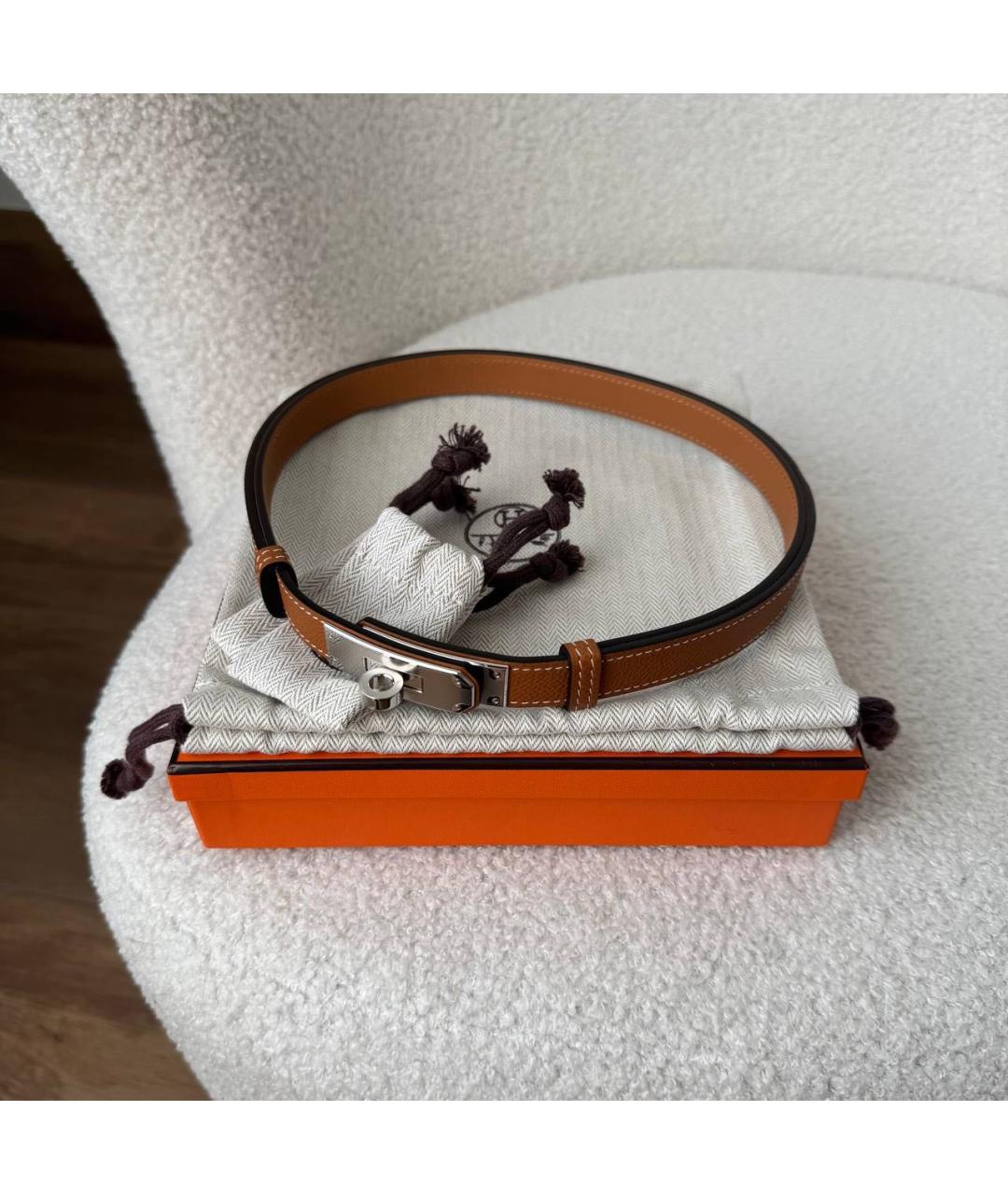 HERMES Коричневый кожаный ремень, фото 2