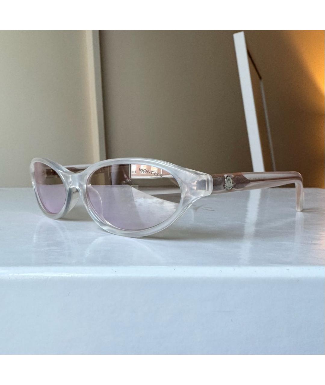 MONCLER Белые пластиковые солнцезащитные очки, фото 9