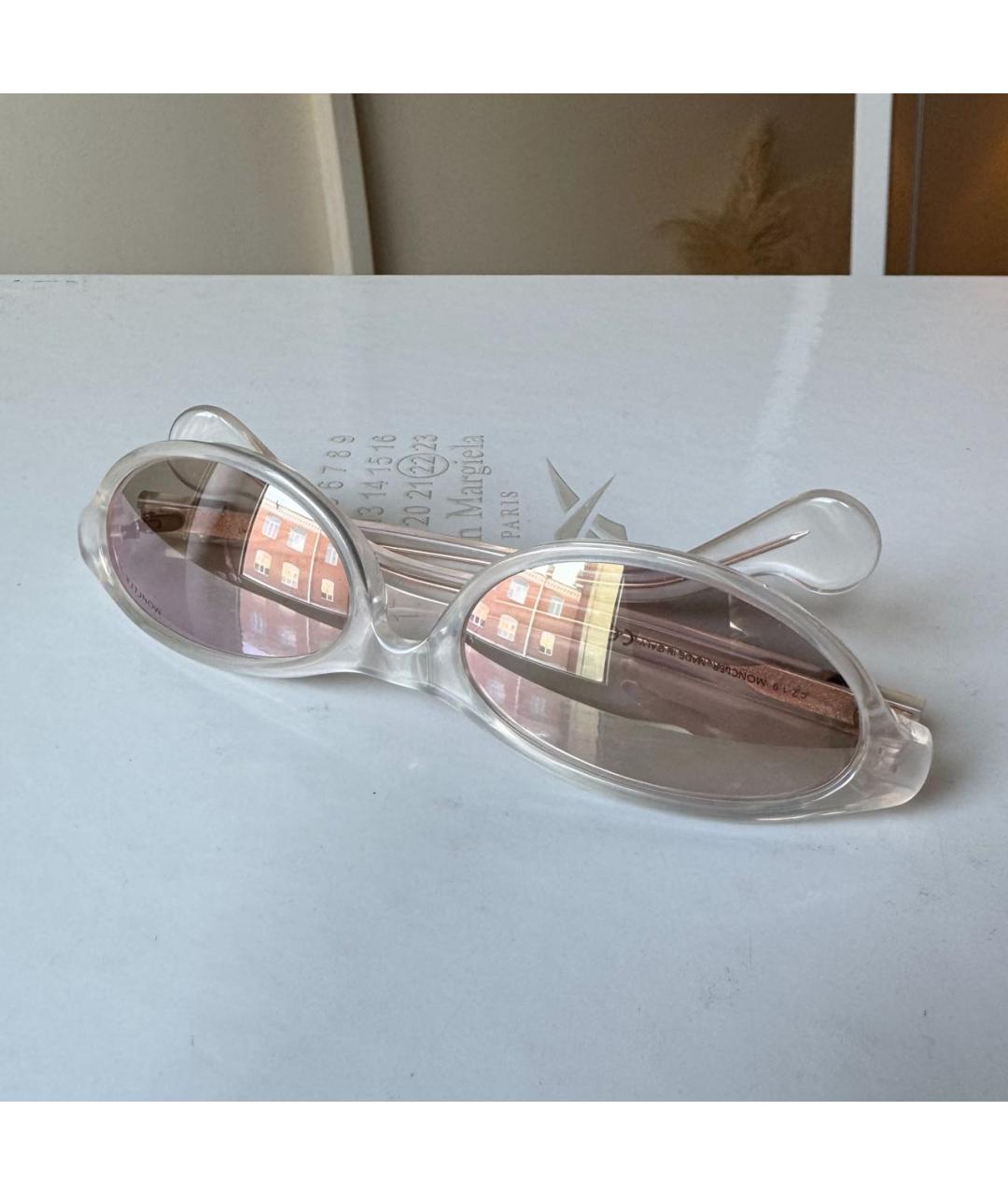 MONCLER Белые пластиковые солнцезащитные очки, фото 2