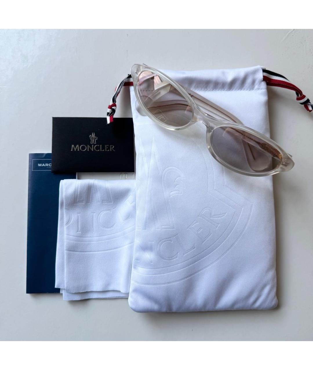MONCLER Белые пластиковые солнцезащитные очки, фото 5