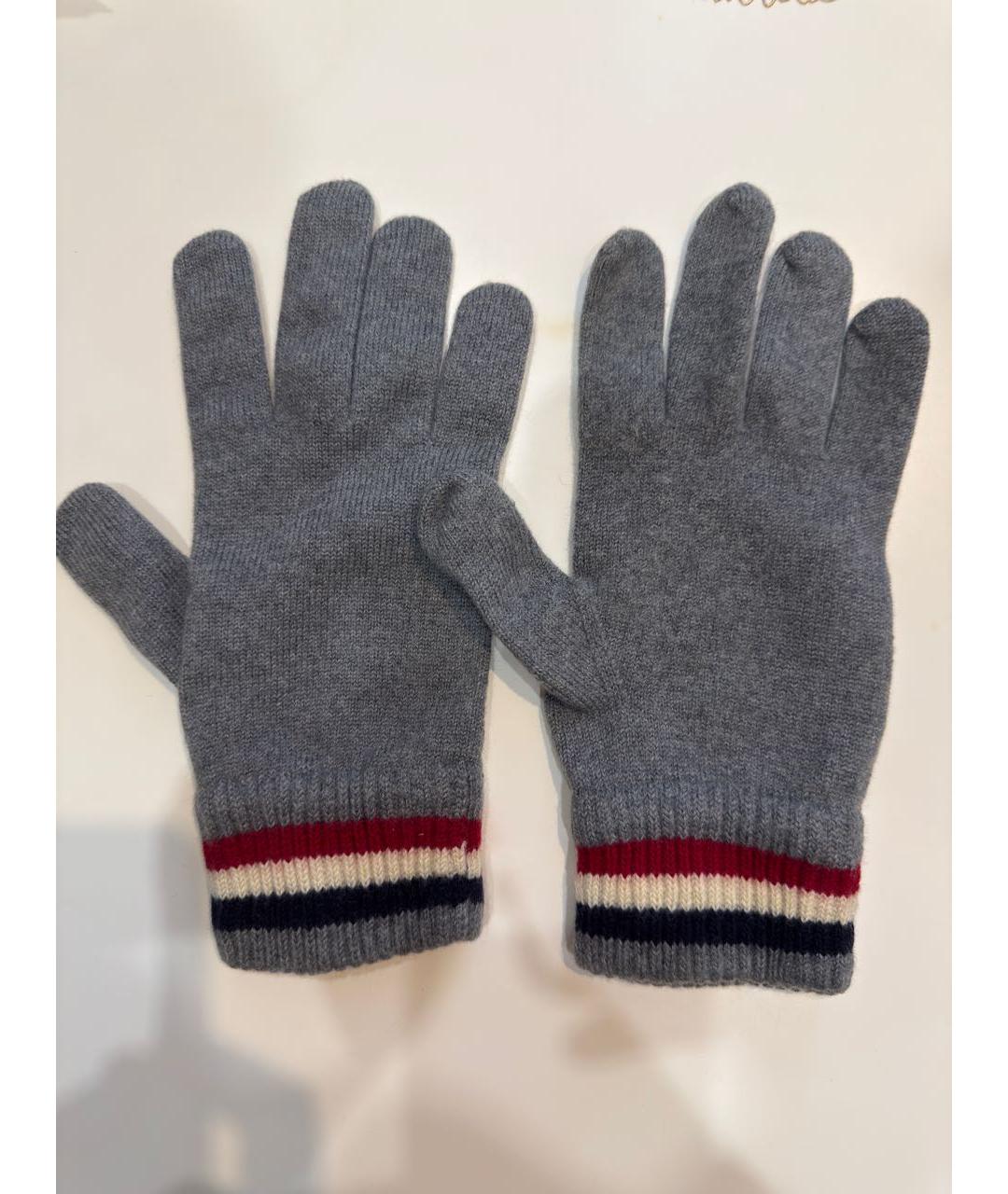MONCLER Серые шерстяные перчатки, фото 2