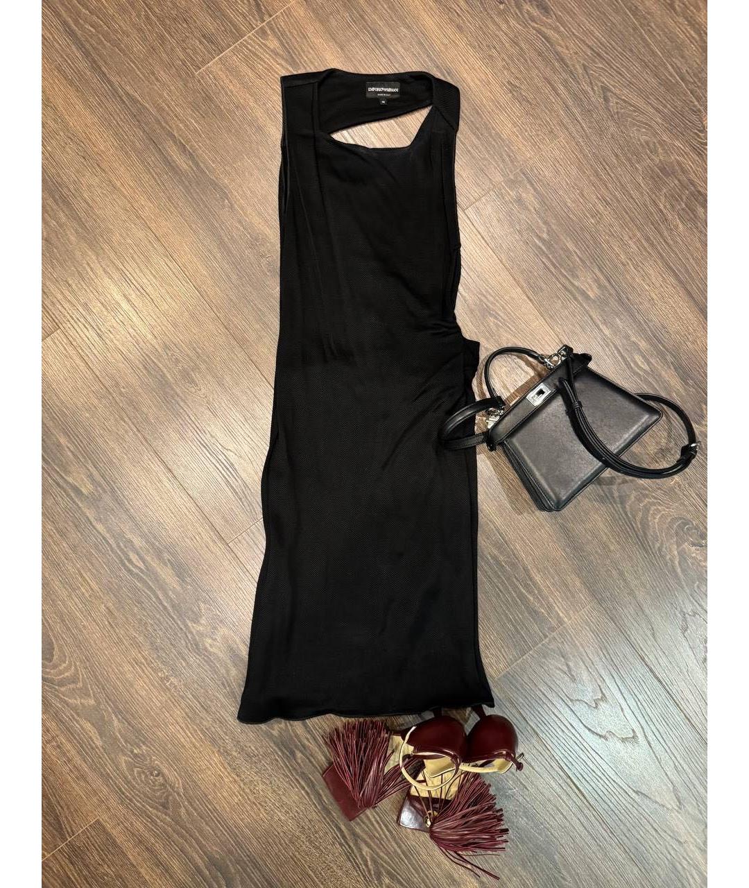 EMPORIO ARMANI Черное полиэстеровое вечернее платье, фото 7