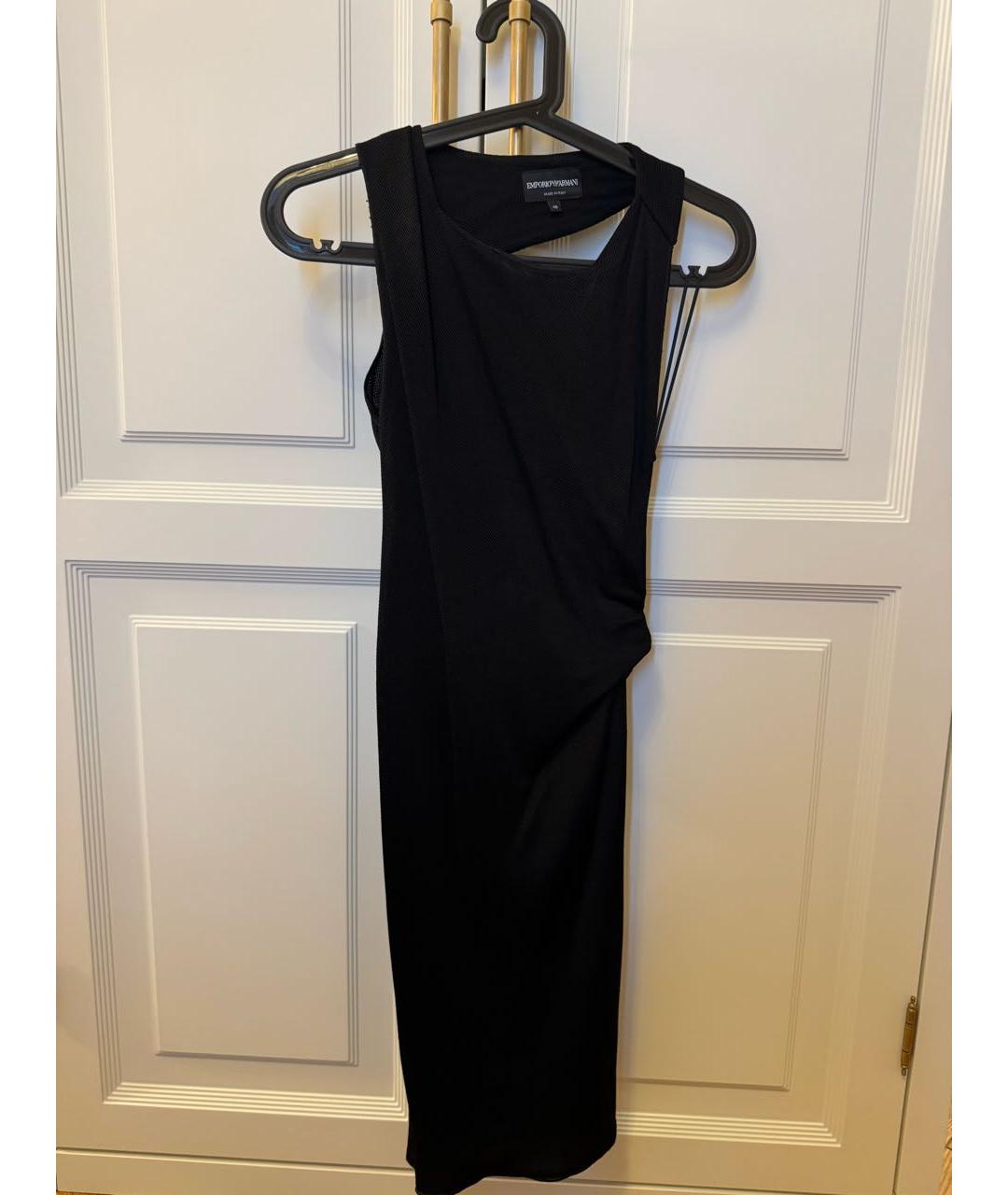 EMPORIO ARMANI Черное полиэстеровое вечернее платье, фото 4