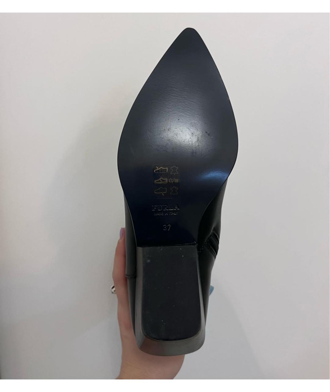 FURLA Черные кожаные полусапоги, фото 5