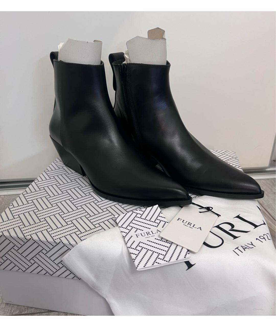 FURLA Черные кожаные полусапоги, фото 6