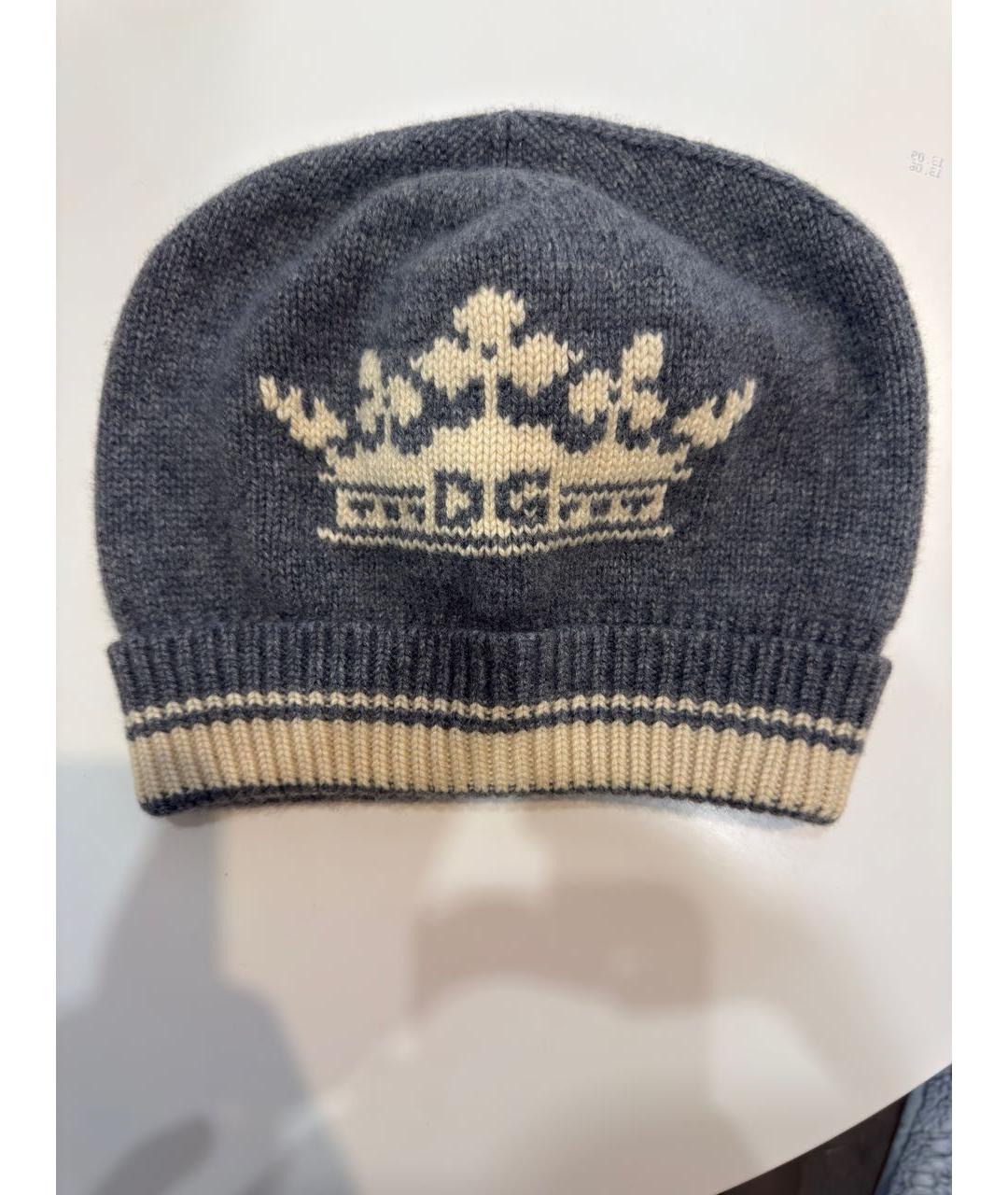 DOLCE&GABBANA Серая кашемировая шапка, фото 4