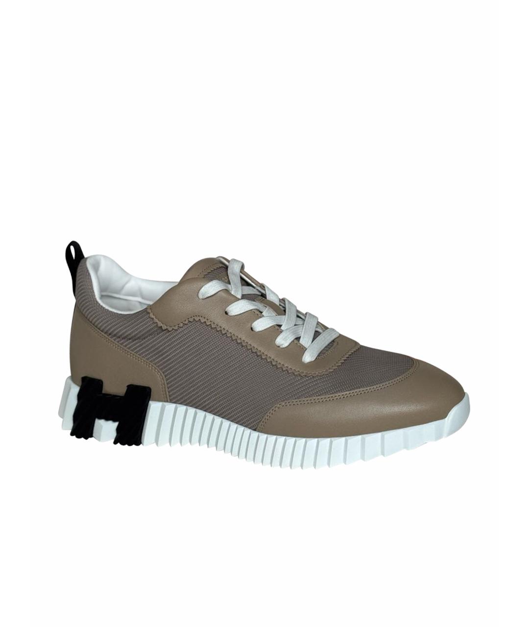 HERMES Бежевые кожаные низкие кроссовки / кеды, фото 1