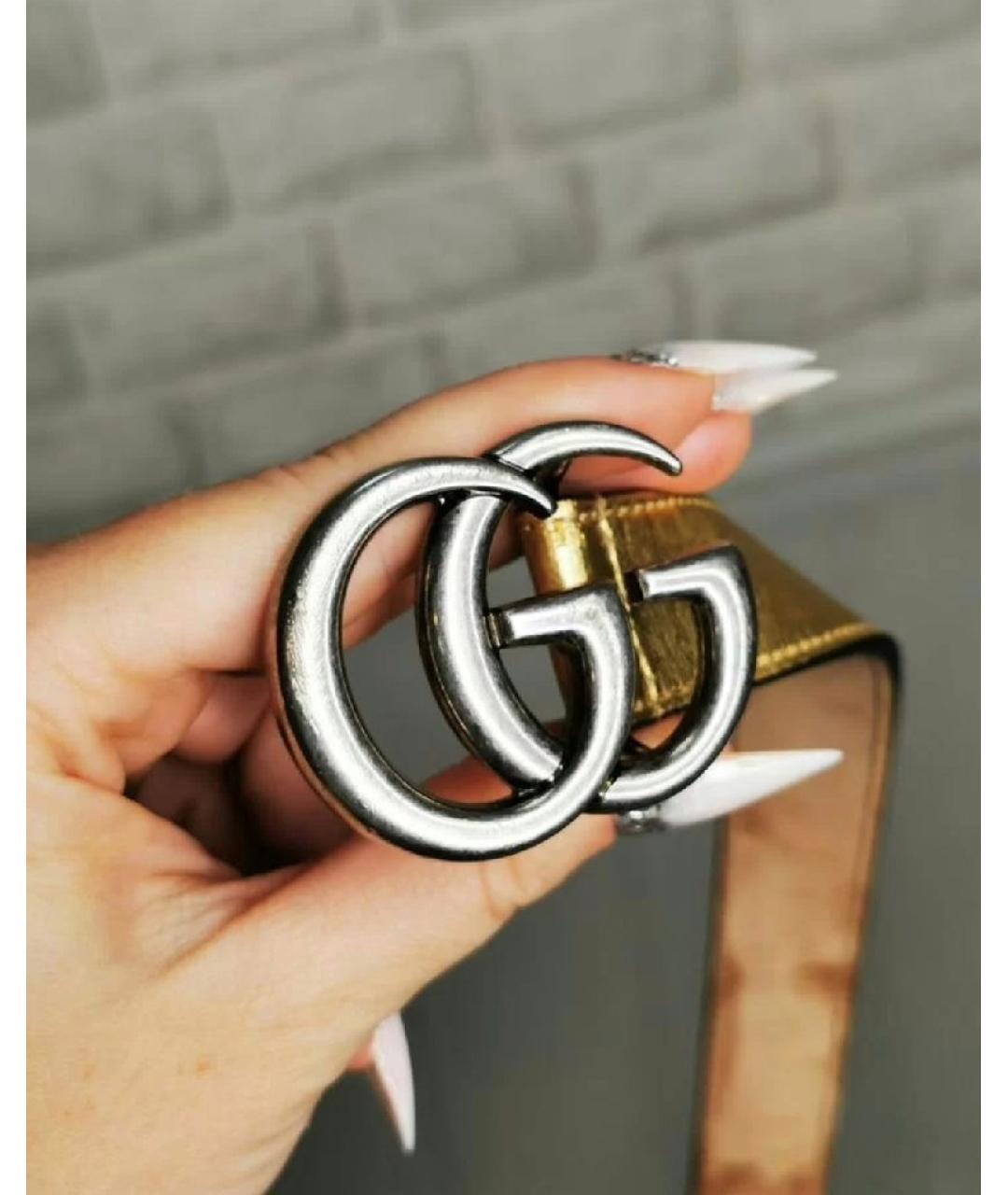 GUCCI KIDS Золотой кожаный пояс/ремень, фото 2