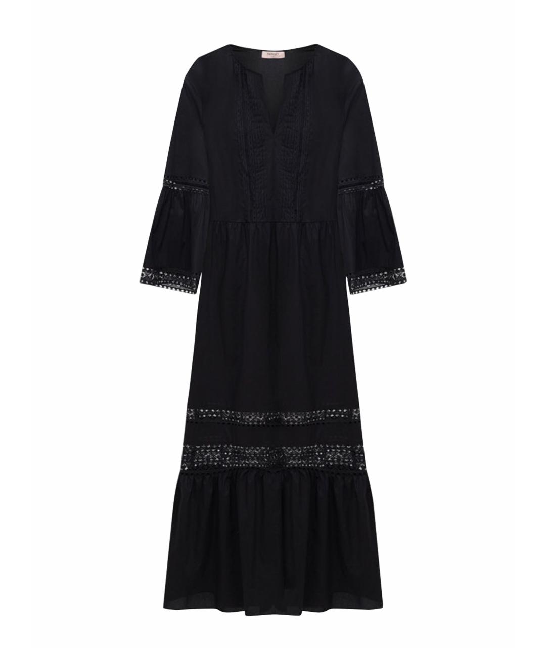 TWIN-SET Черное хлопковое повседневное платье, фото 9