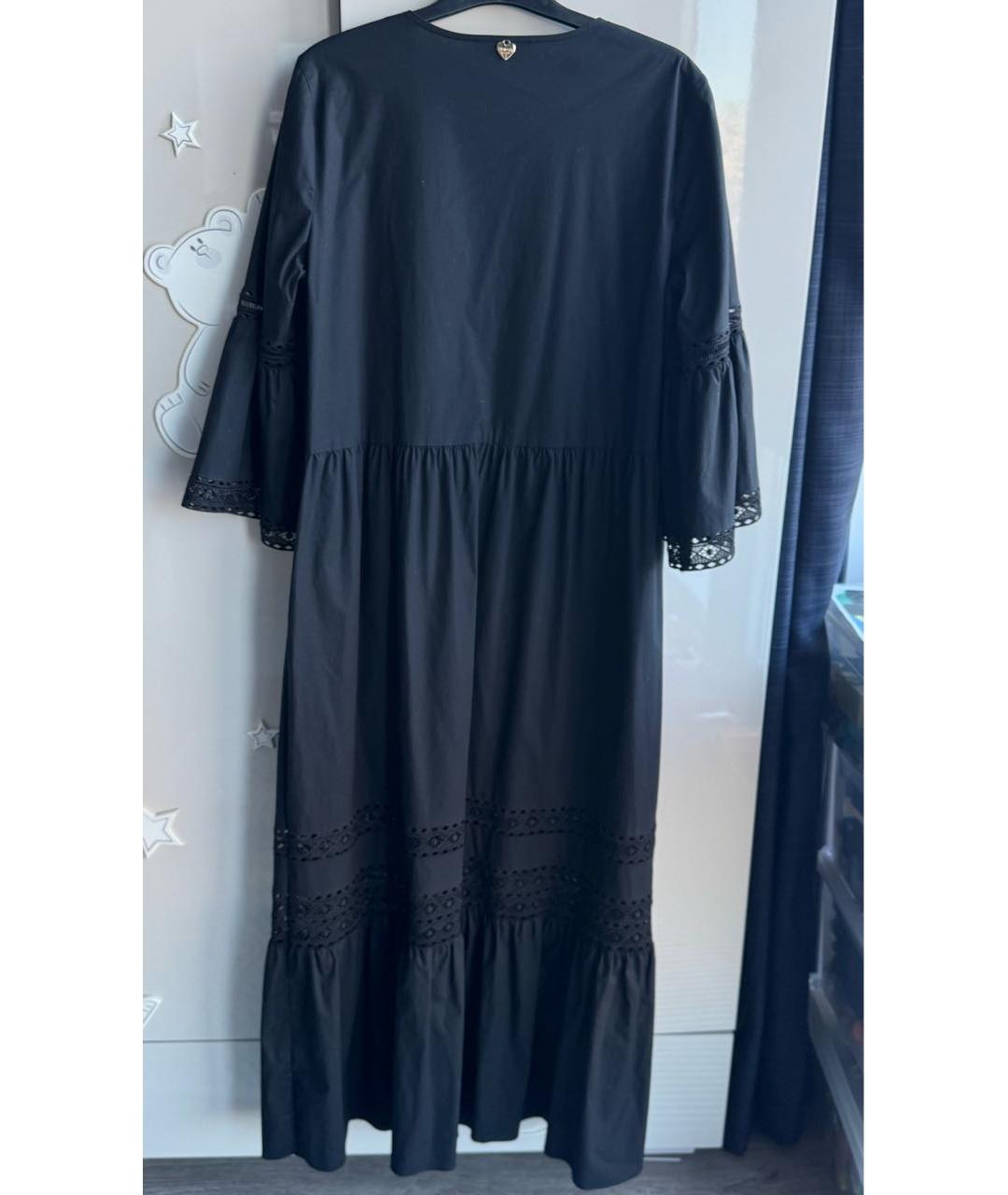 TWIN-SET Черное хлопковое повседневное платье, фото 7